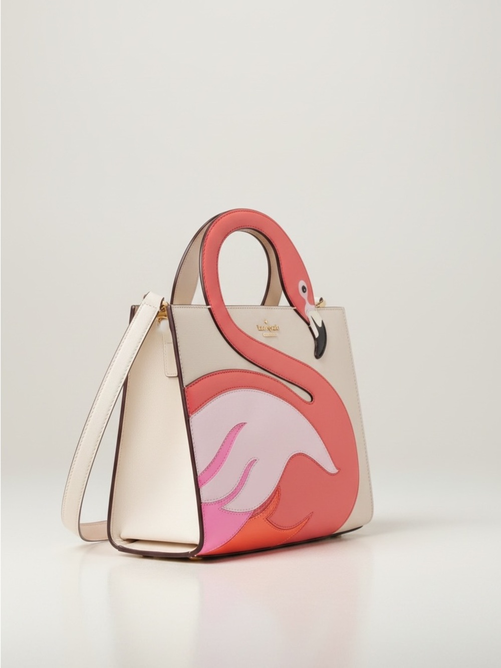 Kate Spade Flamingo Satchel NWT Pink White Novelty Tote w/ Dust Bag - Picture 5 of 17